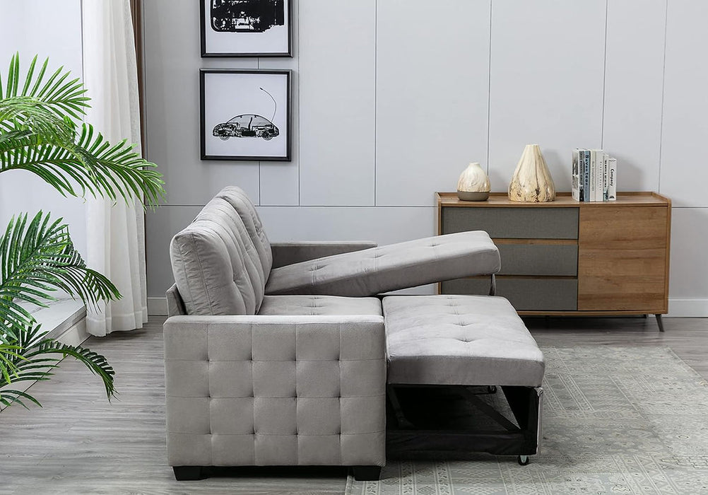 Light Gray RAF Storage Sleeper Sofa Chaise