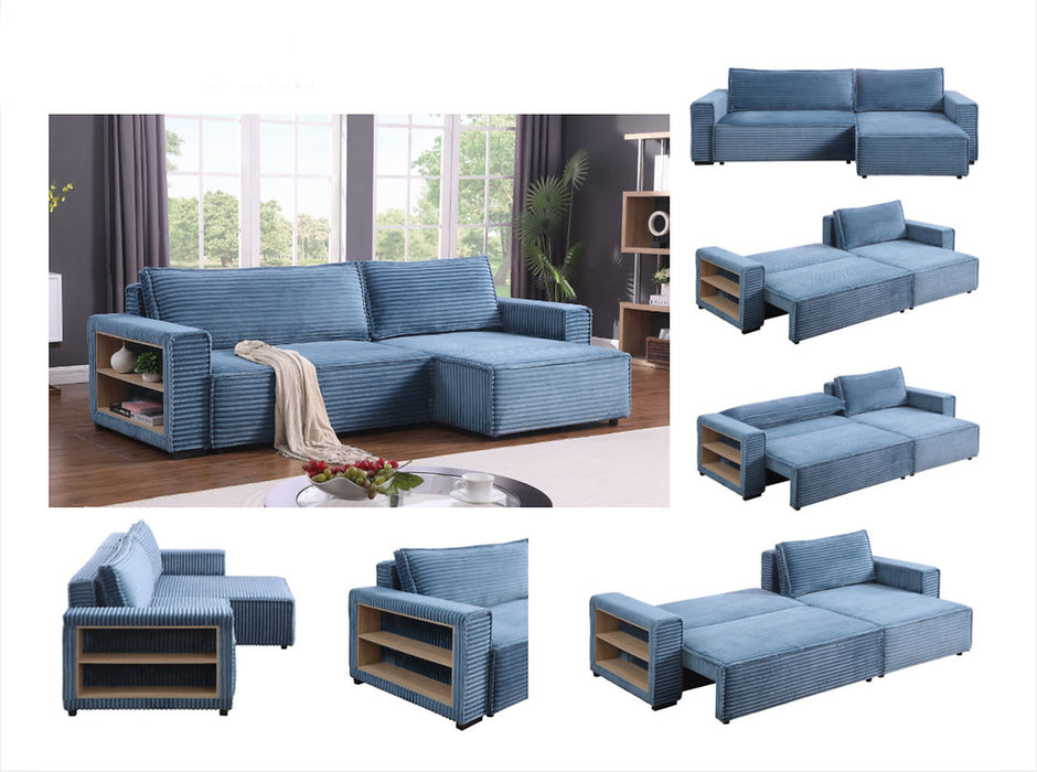 Bora Bora Blue Reversible Storage Sleeper Sectional