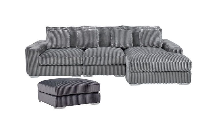 London Gray 3 Piece RAF Sectional With Chaise