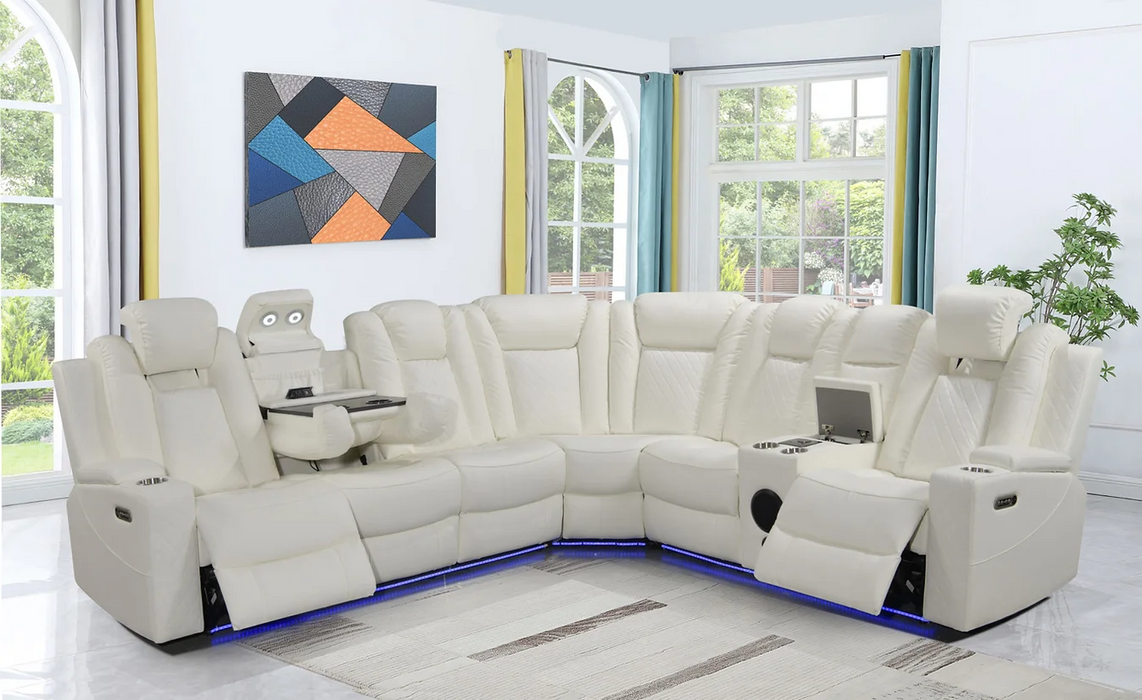 Daytona White 3 Piece Power Sectional