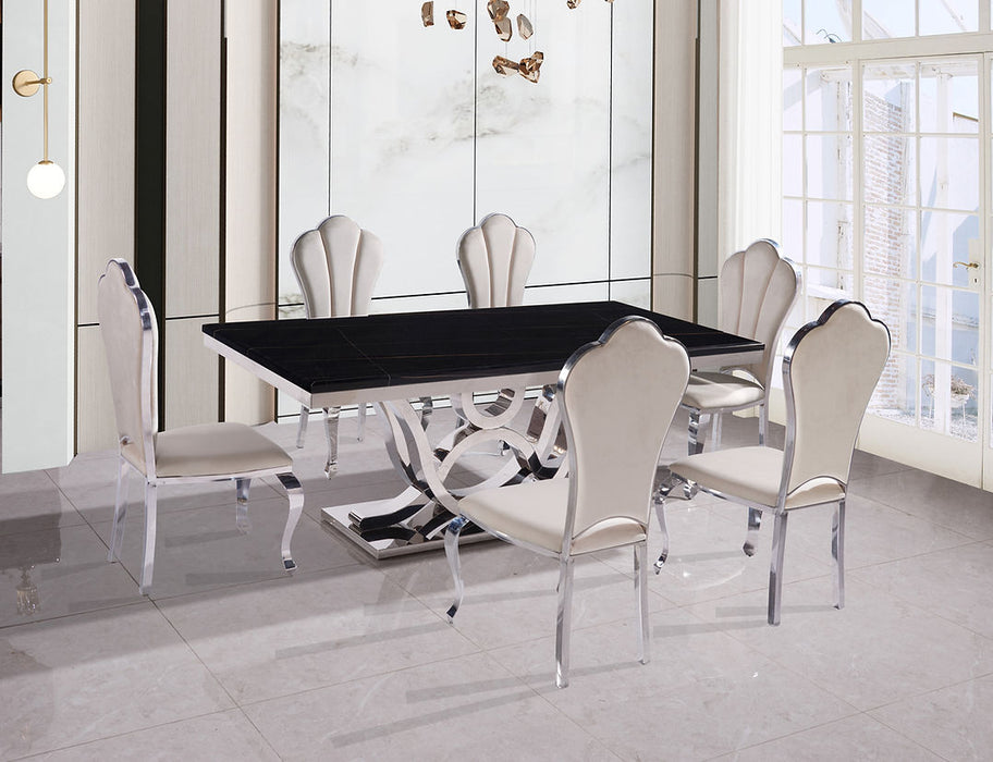 Da Vinci Silver/Black  Dining Room Set With Lilo Chairs