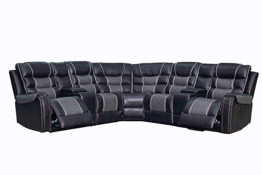 Sarasota Black 4-Pc Manual  Reclining Sectional