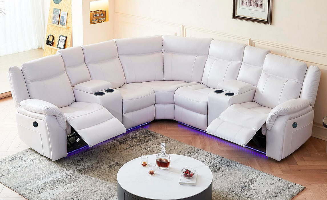 Brooklyn White 4-Piece Power Recliner Sectional
