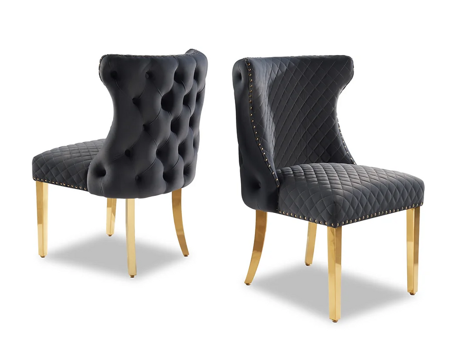 Stitch Gray & Gold Dining Chair (Set Of 2)