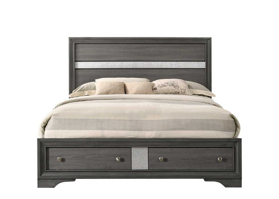 Lubna Gray Silver Storage Platform Bedroom Set