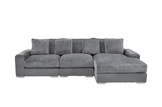 London Gray 3 Piece RAF Sectional With Chaise