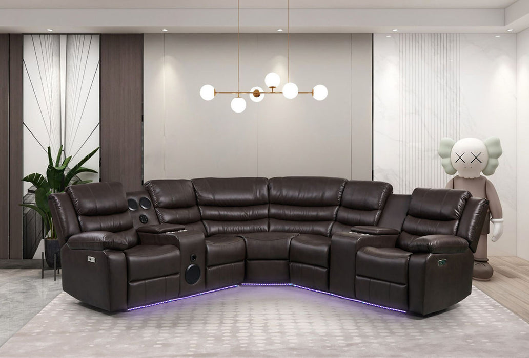 Bronx Browm 3 Piece Power Recliner Sectional