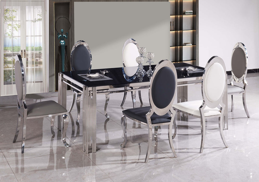 Columbus Silver/Black Dining Room Set with Olaf Chairs