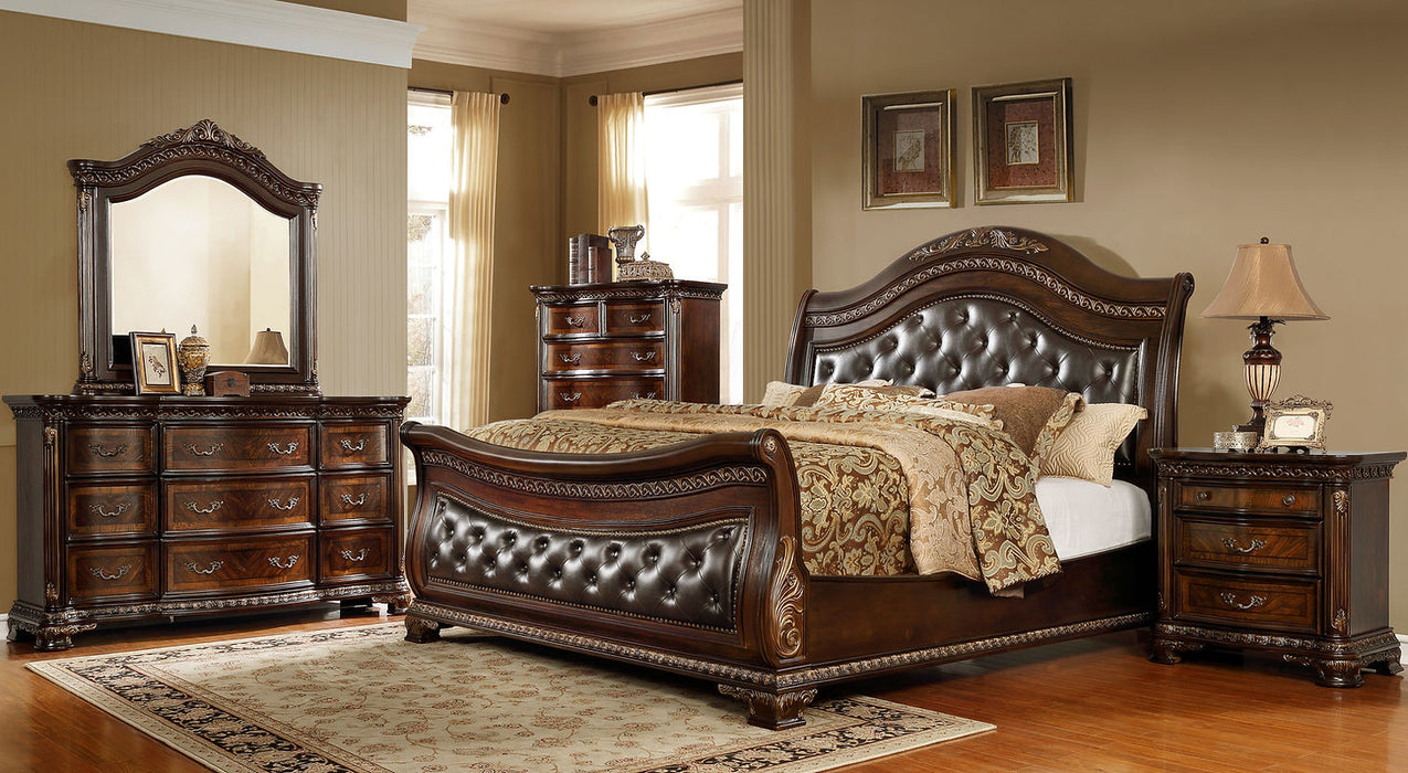 King Arthur Brown Traditional Style Panel Bedroom Set