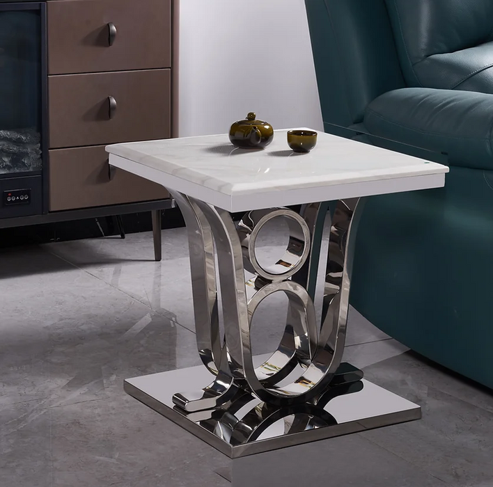 Da Vinci Silver / White End Table