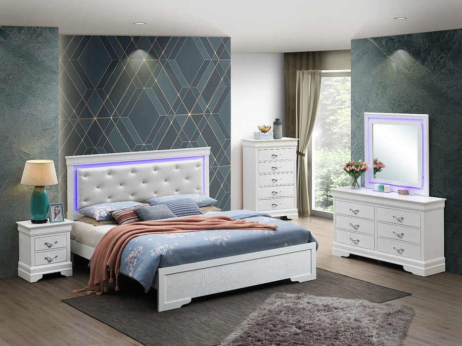 Nora White LED Panel Bedroom Set