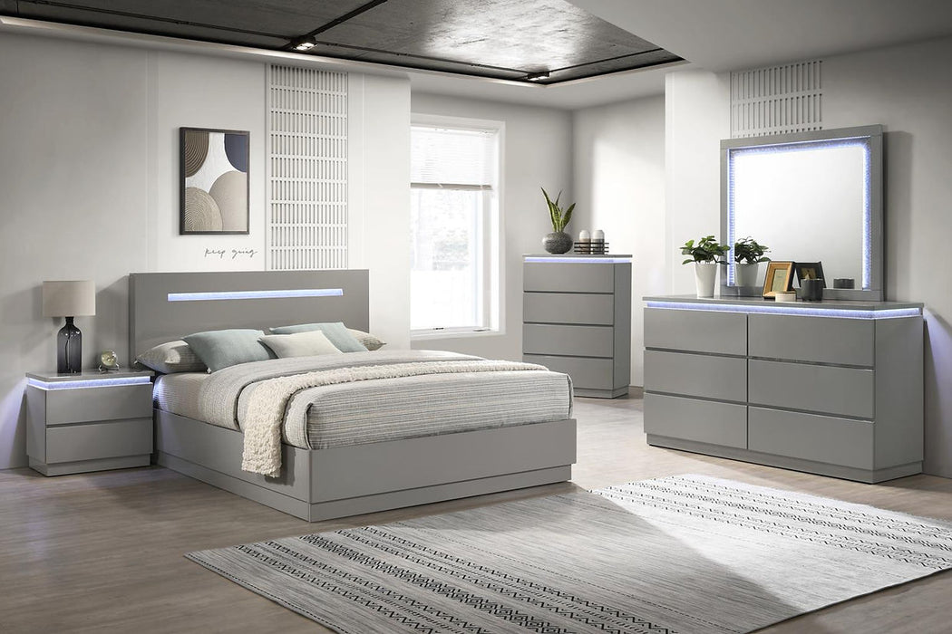 Gloria Gray  LED  Panel Bedroom Set