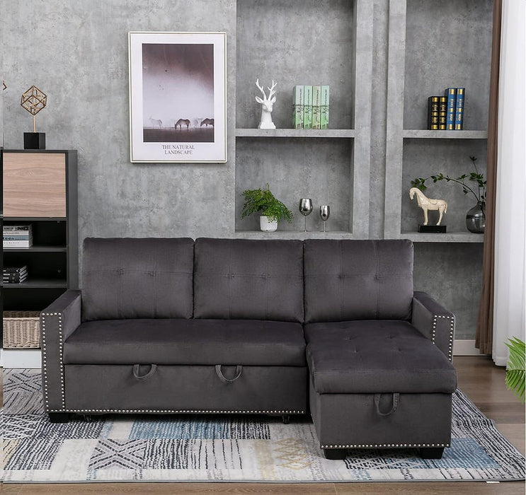 Dark Gray RAF Storage Sleeper Sofa Chaise