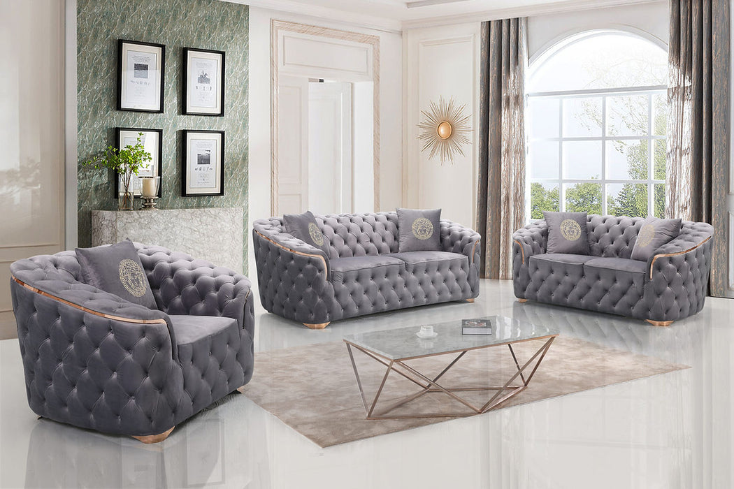 Milan Gray Velvet Living Room Set
