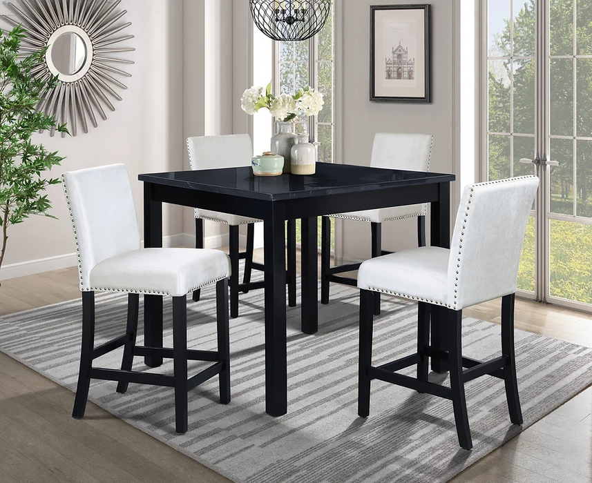 Leo Black/Cream 5 Piece Counter Height Dining Room Set