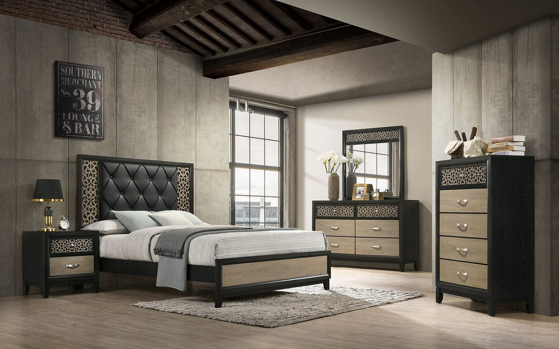 Claire  Black Leather Upholstered Bedroom Set