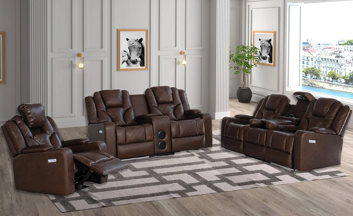 Tampa Brown Power Reclining Living Room Set