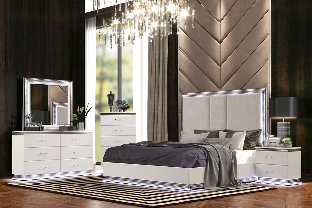 Dalal White LED Bedroom Set
