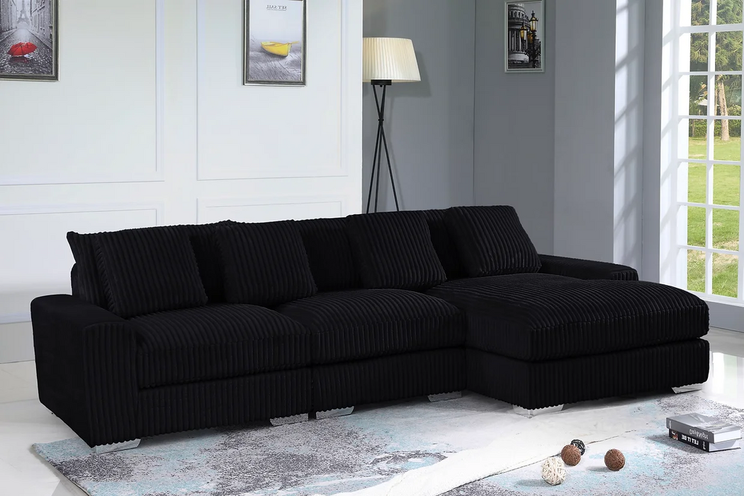 London Black 3 Piece RAF Sectional With Chaise