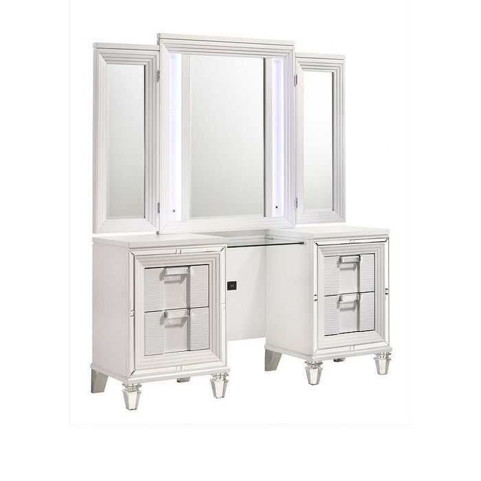 Zara White LED Storage Platform Bedroom Set