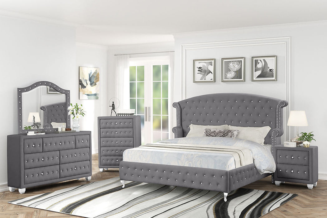 Tessa Gray Upholstered Platform Bedroom Set