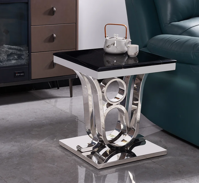 Da Vinci Silver / Black End Table