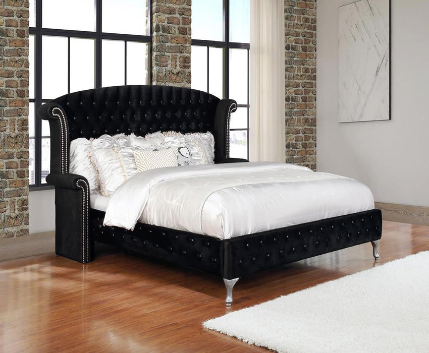 Tessa Black Upholstered Platform Bedroom Set