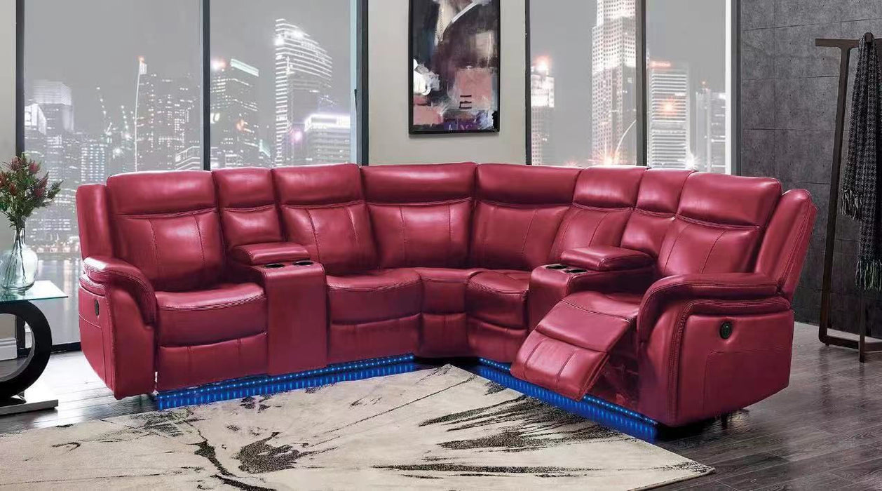 Brooklyn Red 4-Piece Power Recliner Sectional
