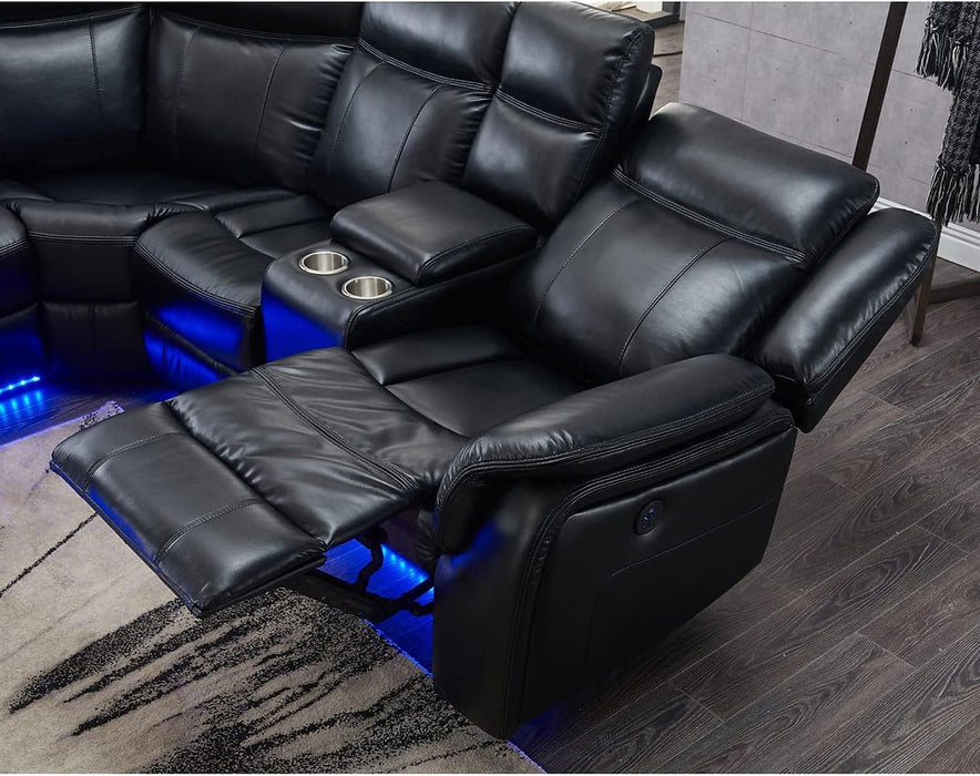 Brooklyn Black 4-Piece Power Recliner Sectional