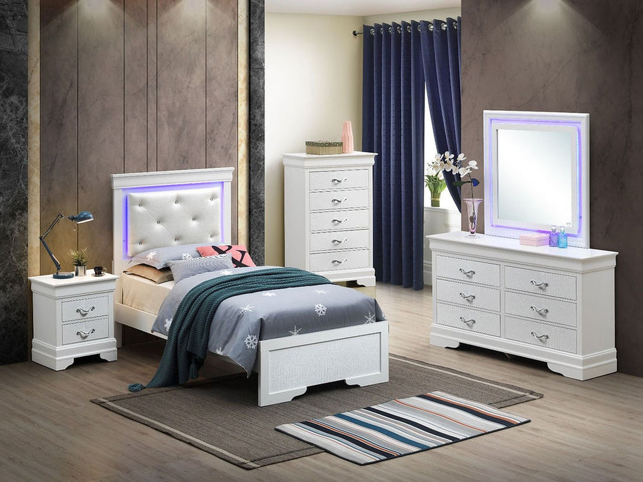 Nora White LED Panel Bedroom Set