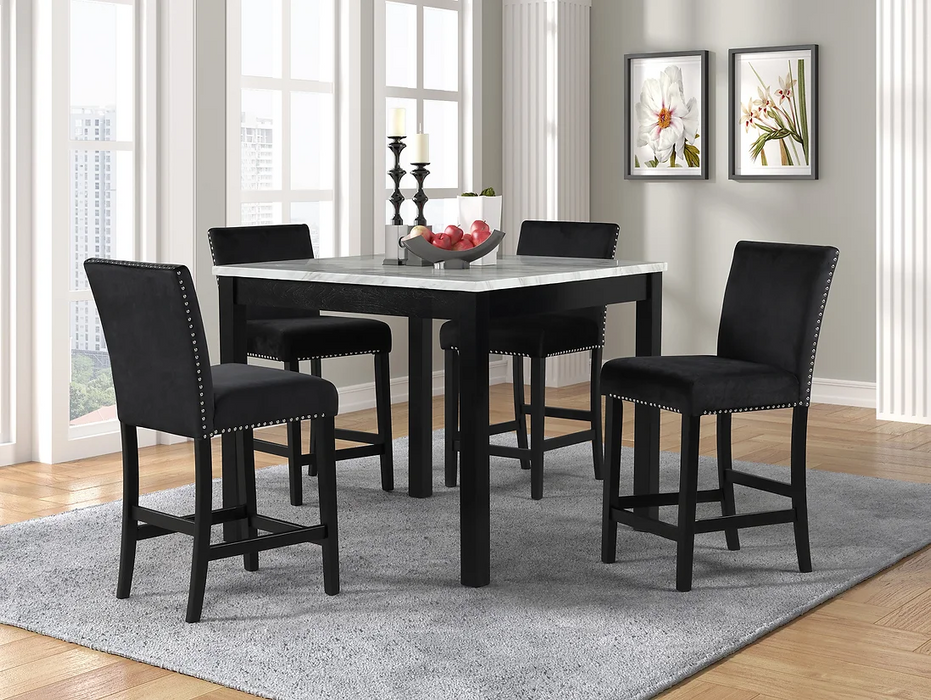 Leo White/Black 5 Piece Dining Room Set