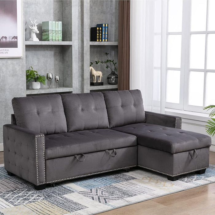 Dark Gray RAF Storage Sleeper Sofa Chaise