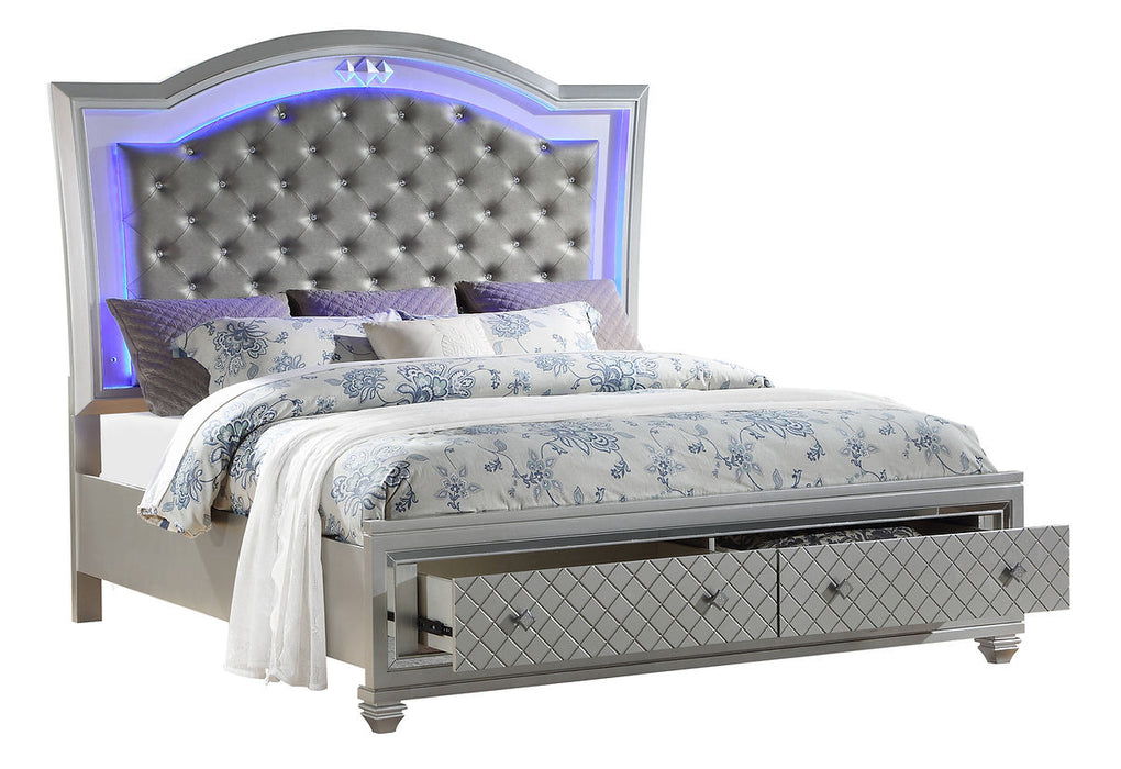 Jewel Gray LED Storage Platform Bedroom Set