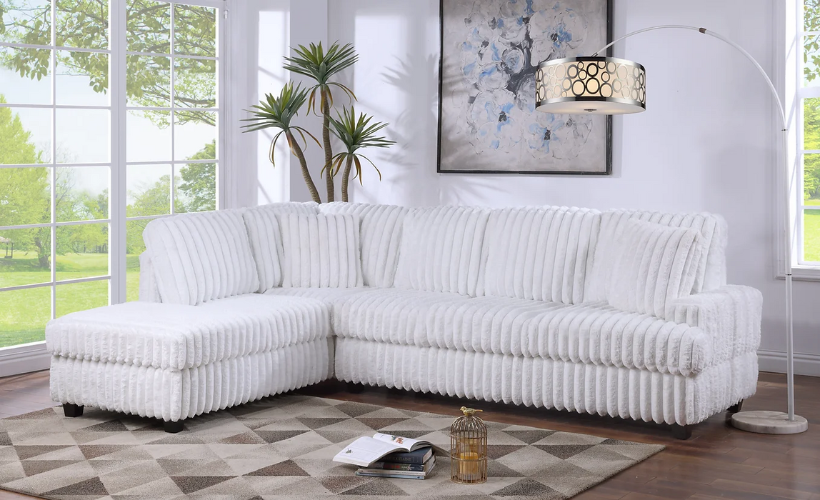 Lisbon White 2-Piece Sectional Reversible Chaise