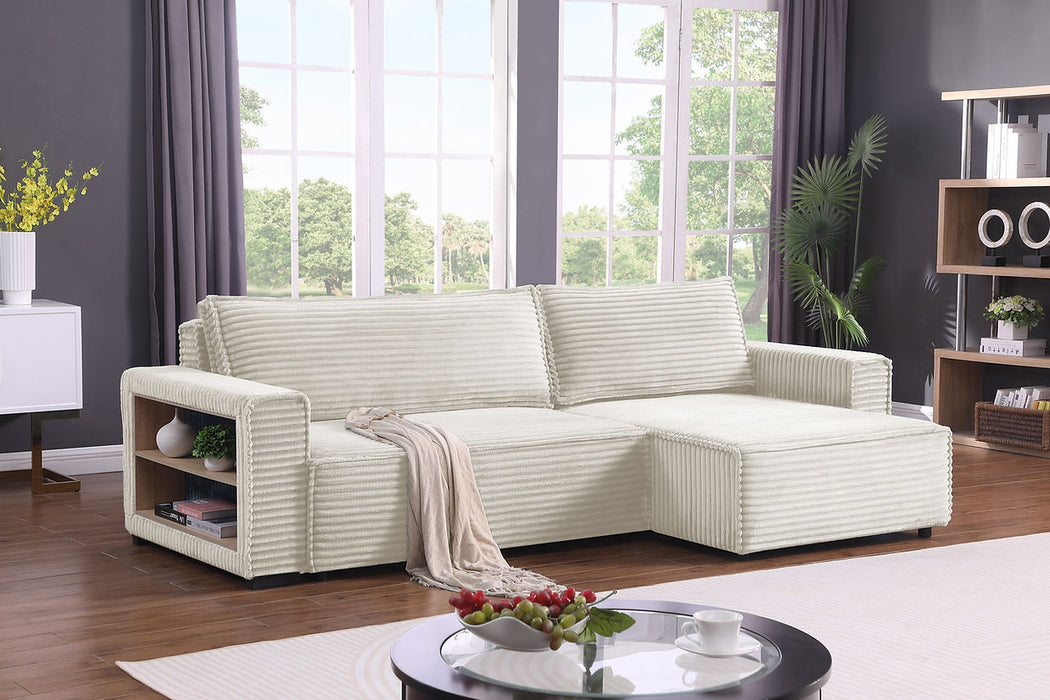 Bora Bora Cream Reversible Storage Sleeper Sectional