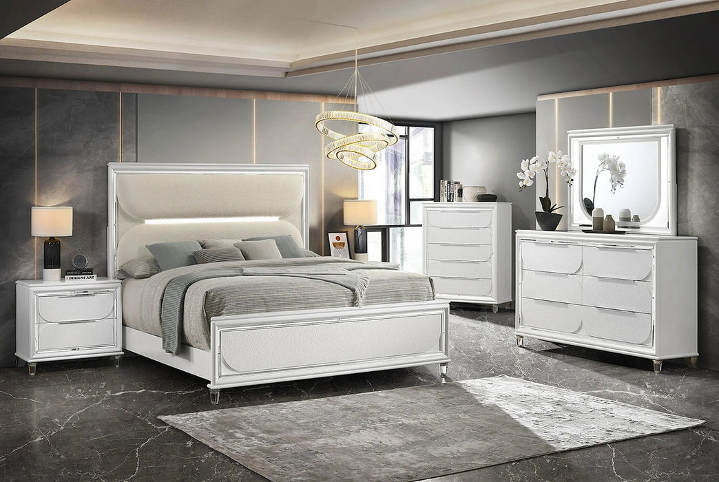 Linda White LED Panel Bedroom Set