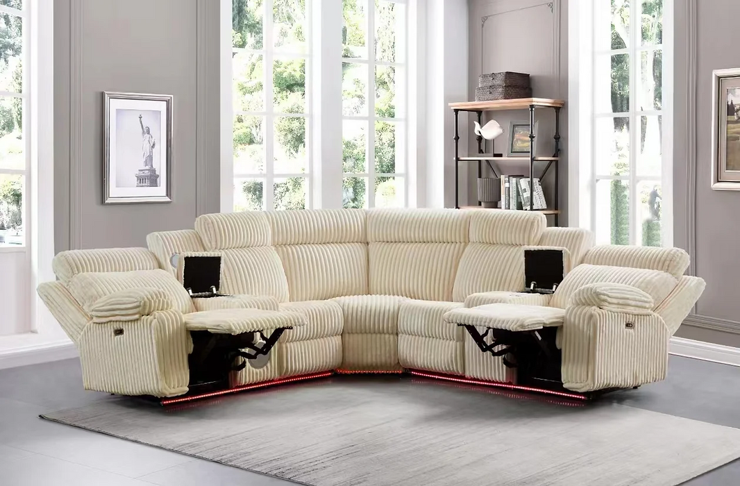 Fresno Cream 3 Piece Power Reclining Sectional