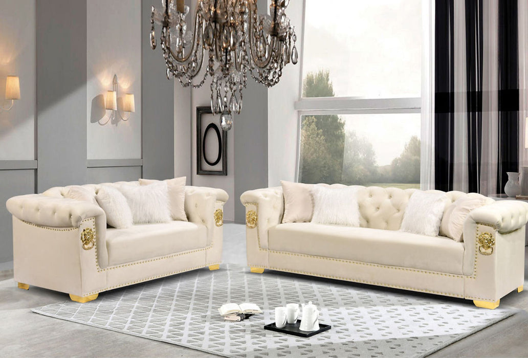 Simba Cream & Gold  Living Room Set