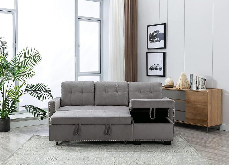 Light Gray RAF Storage Sleeper Sofa Chaise