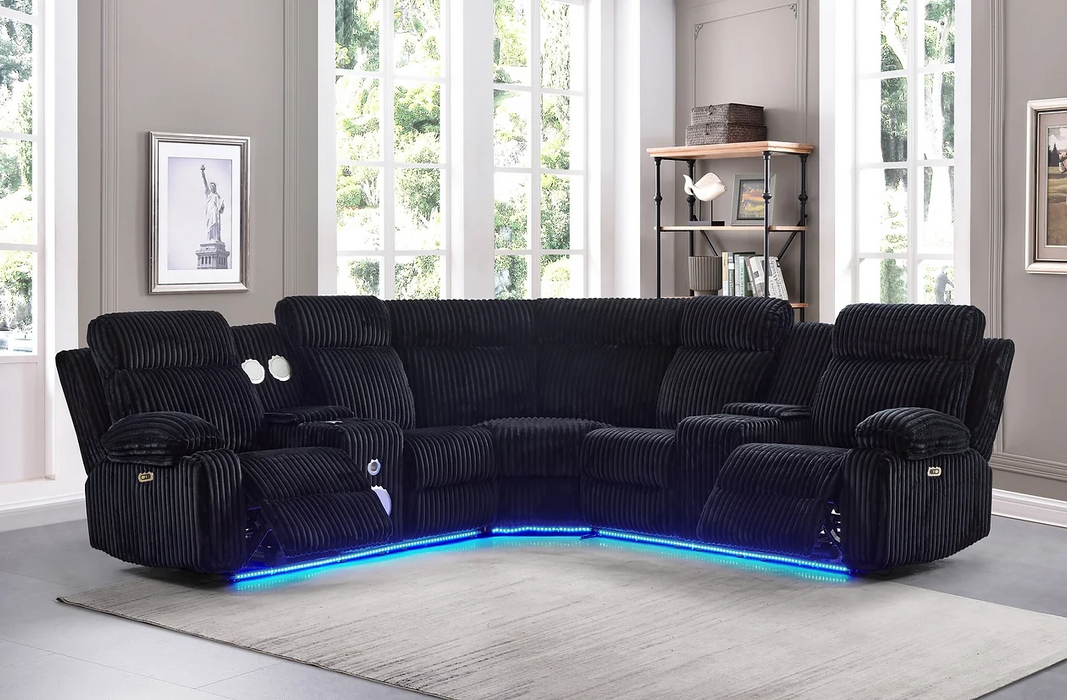 Fresno Black  3 Piece Power Reclining Sectional