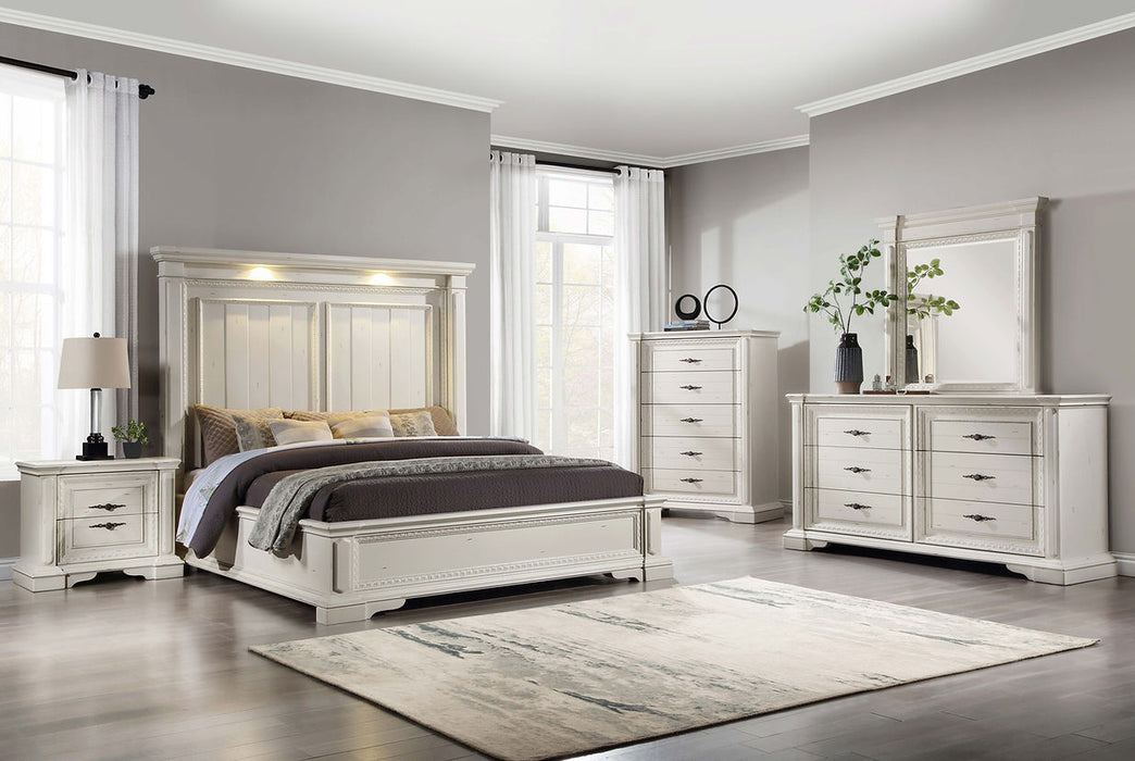 Evelyn White Led Panel Bedroom Set