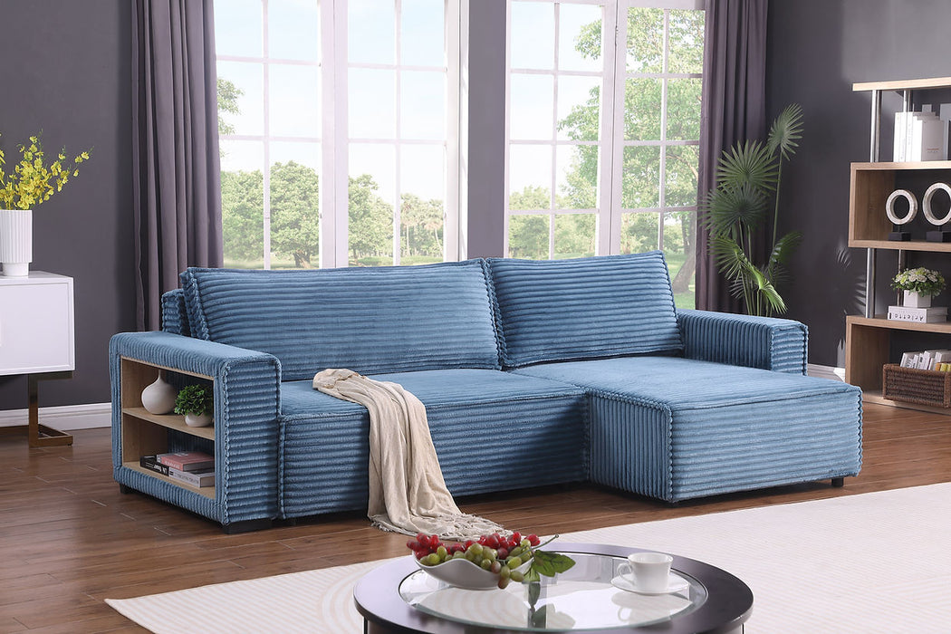 Bora Bora Blue Reversible Storage Sleeper Sectional