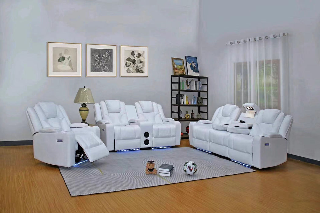 Tampa White Power Reclining Living Room Set
