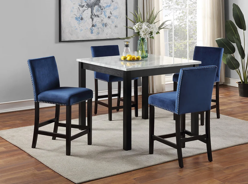 Leo White/Blue 5 Piece Dining Room Set