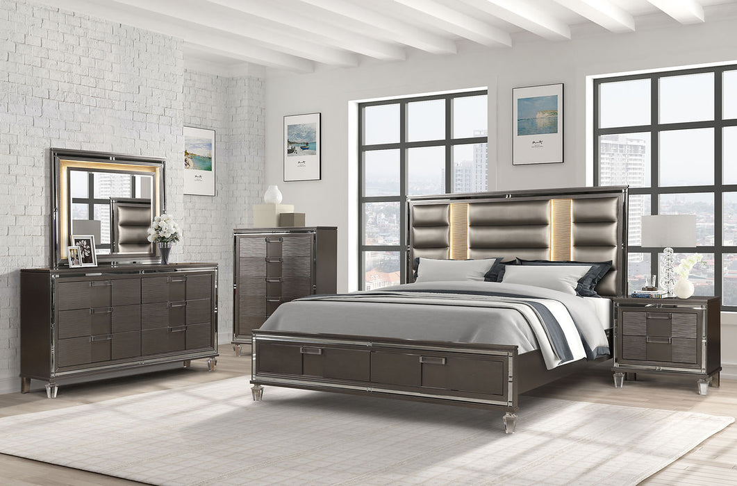 Zara Charcoal LED Storage Platform Bedroom Set