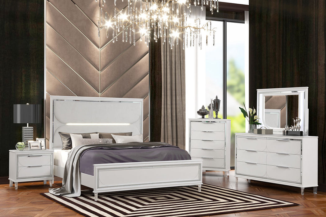 Linda White LED Panel Bedroom Set