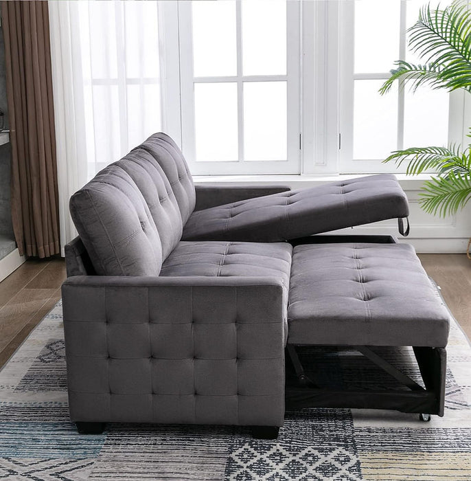 Dark Gray RAF Storage Sleeper Sofa Chaise