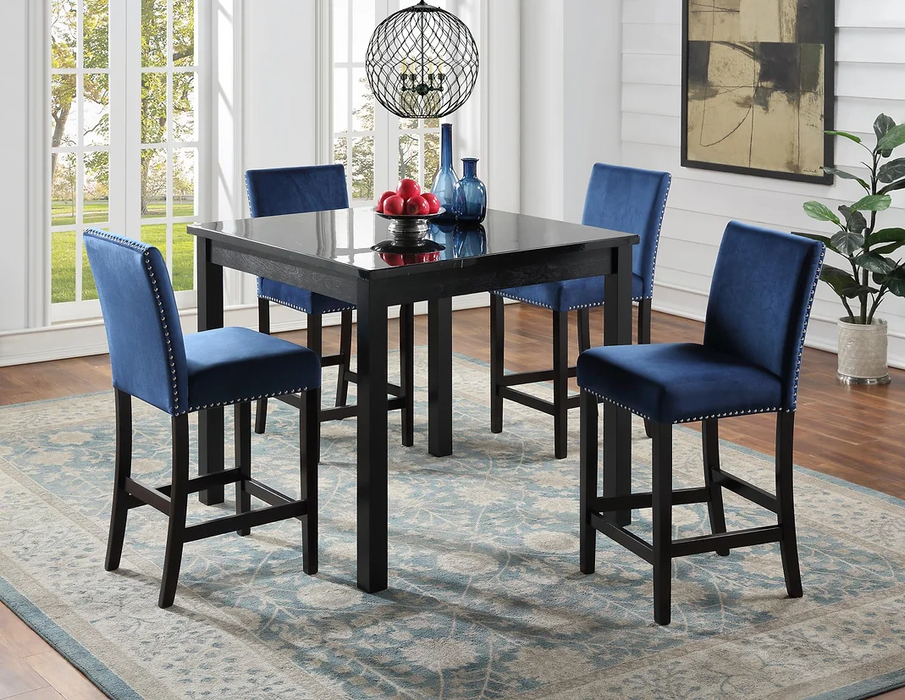 Leo Black/Blue 5 Piece Dining Room Set