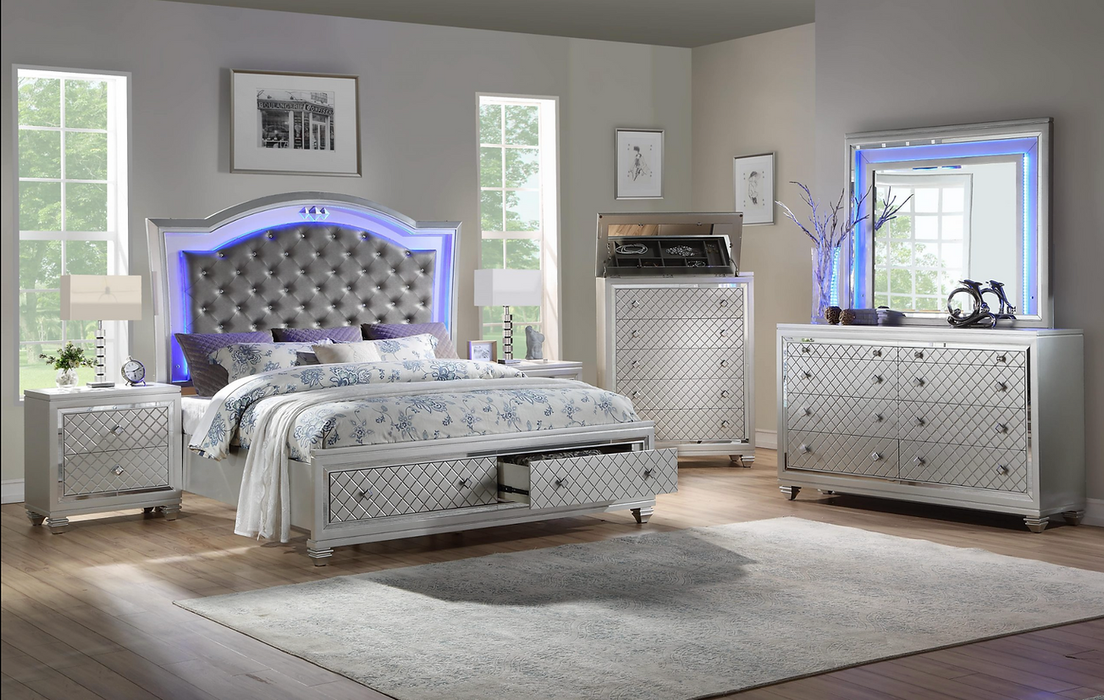 Jewel Gray LED Storage Platform Bedroom Set