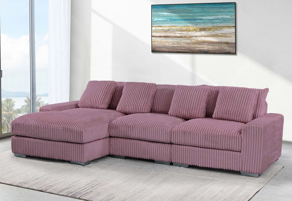 London Pink 3 Piece Sectional With Chaise